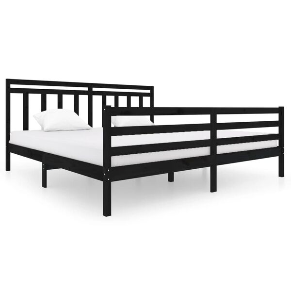 vidaXL Estrutura de cama 200x200 cm madeira maci&ccedil;a preto