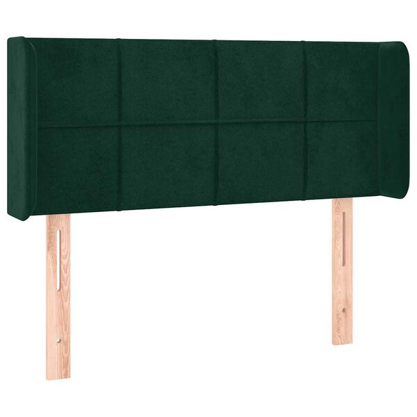 vidaXL Cabeceira de cama c/ abas veludo 103x16x78/88cm verde-escuro