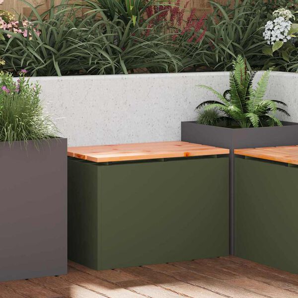 vidaXL Banco de jardim Verde-oliva 60 x 40 x 43 cm A&ccedil;o