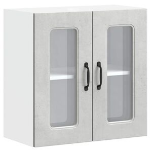 vidaXL Arm&aacute;rio de parede de cozinha porta vidro Kalmar concreto cinza