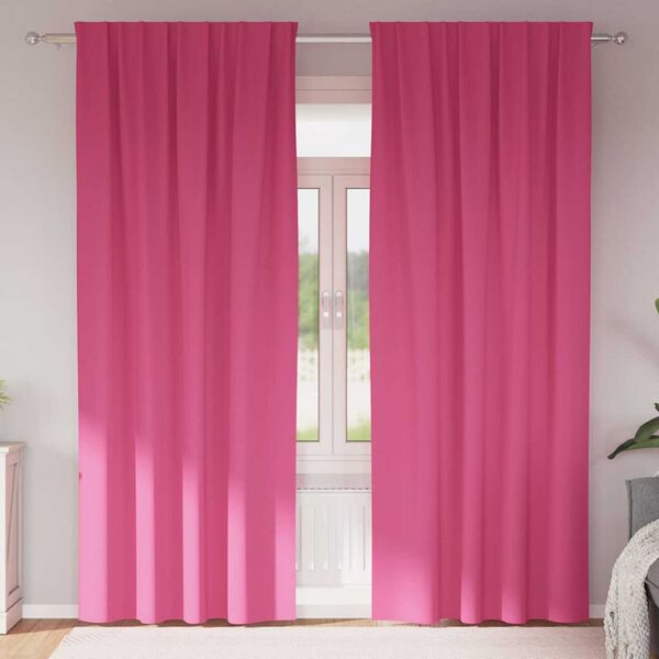 vidaXL Cortinas Blackout com Argolas 2 pcs Rosa Brilhante 225 x 140 cm
