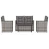 vidaXL 4 pcs conjunto lounge exterior c/ almofad&otilde;es vime PE cinzento