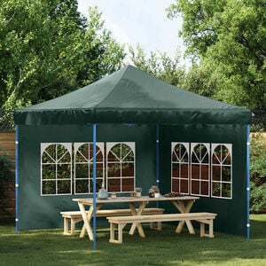 vidaXL Parede lateral com janela p/ tenda de festas 2 pcs PE verde