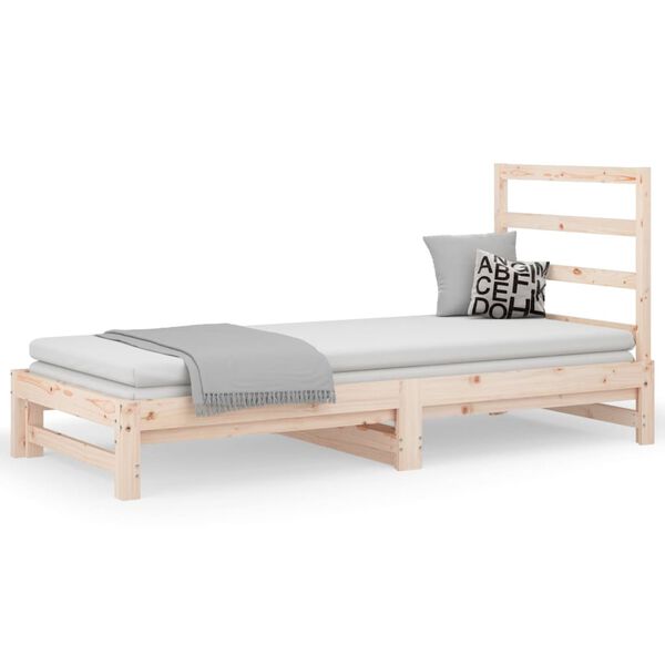 vidaXL Estrutura sof&aacute;-cama de puxar 2x(90x190) cm pinho maci&ccedil;o