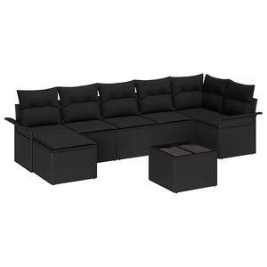 vidaXL Conjunto de Sof&aacute; de Jardim com almofada 8 pcs Preto vime PE