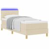vidaXL Cama Box Spring LED com fitas LED Creme 80 x 200 cm tecido