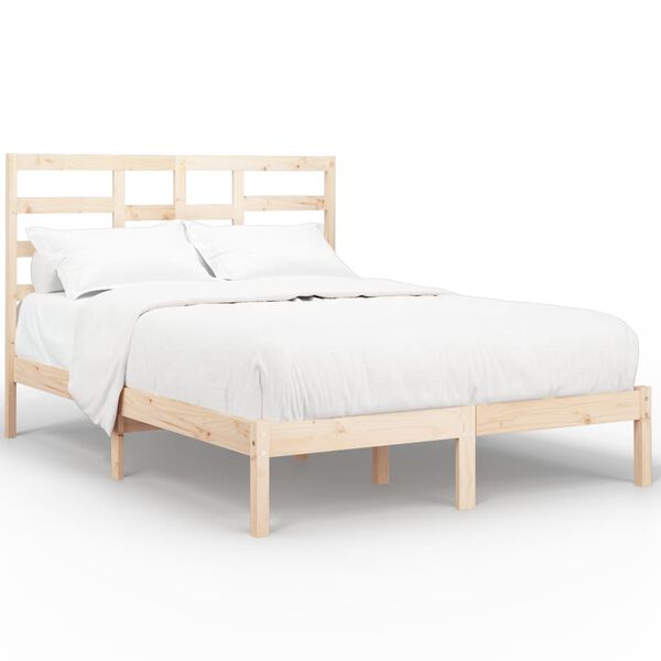 vidaXL Estrutura de cama pequena casal 120x190 cm pinho maci&ccedil;o