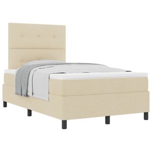 vidaXL Cama Box com colch&atilde;o com cabeceira Creme 120 x 200 cm tecido