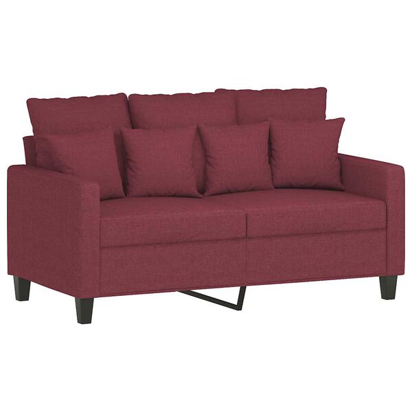 vidaXL Sof&aacute; de 2 lugares tecido 120 cm vermelho tinto