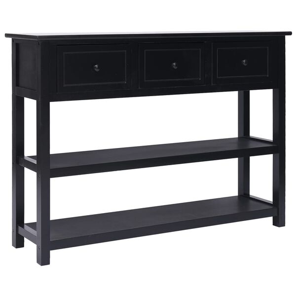 vidaXL Aparador 108x30x76 cm madeira paulownia maci&ccedil;a preto