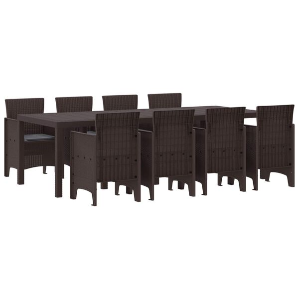 vidaXL Conjunto de Jantar para Jardim 9 pcs Castanho Rattan Polt