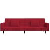 vidaXL Sof&aacute;-cama 2 lugares com duas almofadas veludo vermelho tinto