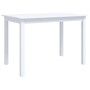 vidaXL Mesa de jantar 114x71x75cm madeira de seringueira maci&ccedil;a branco