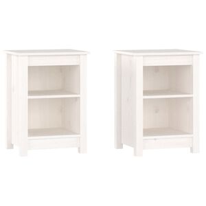 vidaXL Mesas de cabeceira 2 pcs 40x35x55 cm pinho maci&ccedil;o branco