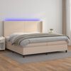 vidaXL Cama box spring c/colch&atilde;o/LED 200x200cm couro artif. cappuccino
