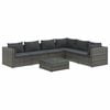 vidaXL 7 pcs conjunto lounge de jardim c/ almofad&otilde;es vime PE cinzento