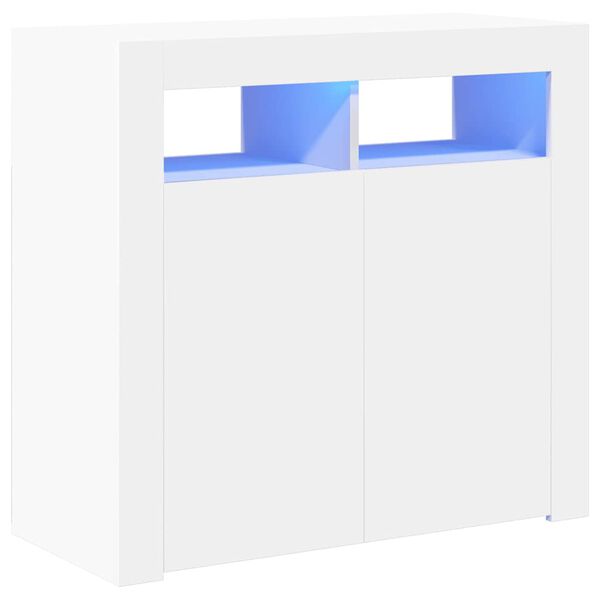 vidaXL Aparador com luzes LED 80x35x75 cm branco
