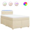 vidaXL Cama com molas/colch&atilde;o 120x200 cm tecido cor creme