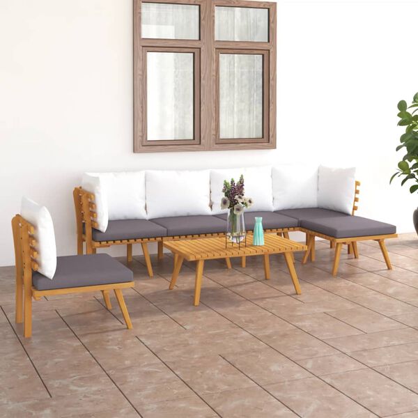 vidaXL 7 pcs conjunto lounge de jardim c/ almofadões acácia maciça