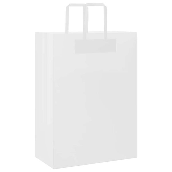vidaXL Sacos de papel 50 unid com al&ccedil;as branco 32x17x44 cm