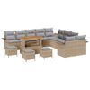 vidaXL Conjunto de Sof&aacute; de Jardim 14 unid. Bege vime PE