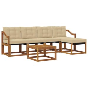 vidaXL Conjunto de Sof&aacute;s para Exterior 6 unid. Natural e Bege