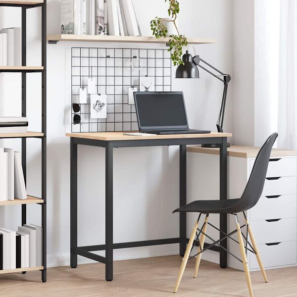 vidaXL mesa Natural 80 x 50 x 77 cm Madeira de Engenharia e A&ccedil;o