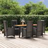 vidaXL 7 pcs conjunto de jantar p/ jardim c/ almofad&otilde;es vime PE preto