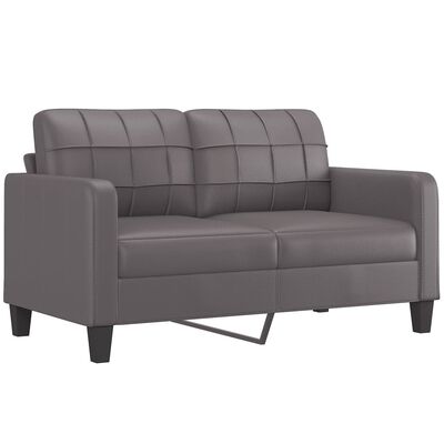 vidaXL 2 pcs conjunto de sofás c/ almofadões couro artificial cinzento