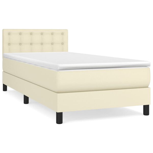 vidaXL Cama com molas/colch&atilde;o 80x200 cm couro artificial cor creme
