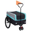 vidaXL Reboque bicicleta p/ animais XXL 2-em-1 azul/cinzento/preto
