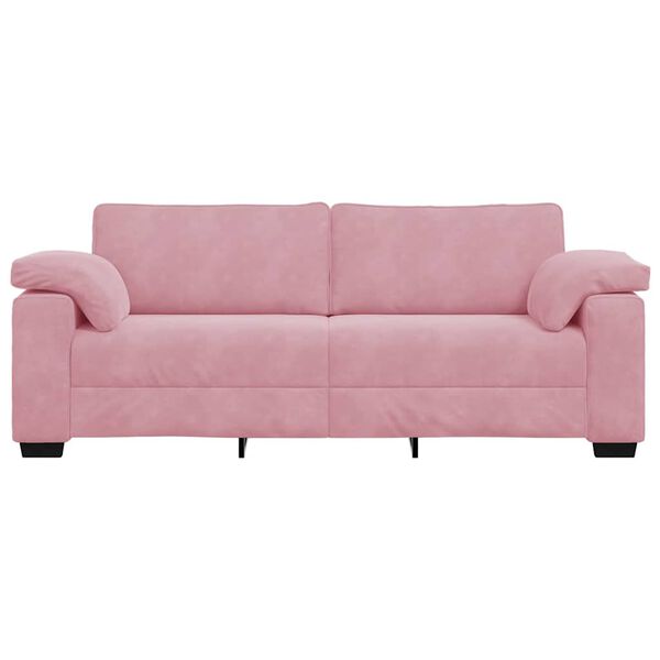 vidaXL Sof&aacute; de 3 lugares 220x77x82 cm veludo rosa