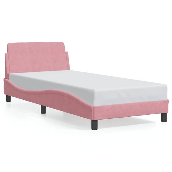 vidaXL Estrutura de cama com cabeceira Dover 80x200 cm veludo rosa