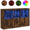 vidaXL Aparador com luzes LED 162x37x100 cm carvalho fumado