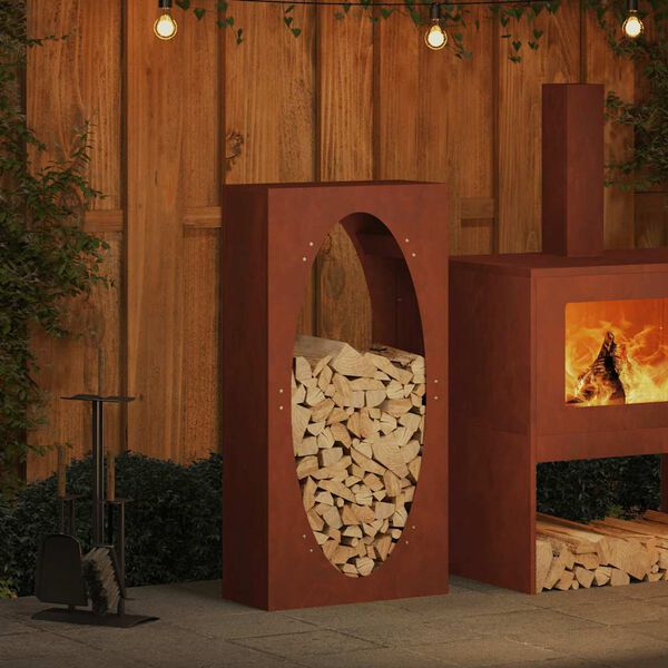 vidaXL Rack de lenha 50x23x100 cm a&ccedil;o resistente &agrave;s intemp&eacute;ries