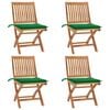 vidaXL Cadeiras de jardim dobr&aacute;veis c/ almofad&otilde;es 4 pcs teca maci&ccedil;a