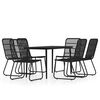 vidaXL 7 pcs conjunto de jantar para jardim preto