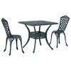 vidaXL Conjunto de Mesa de Jardim 3 pcs Verde Alum&iacute;nio Fundido