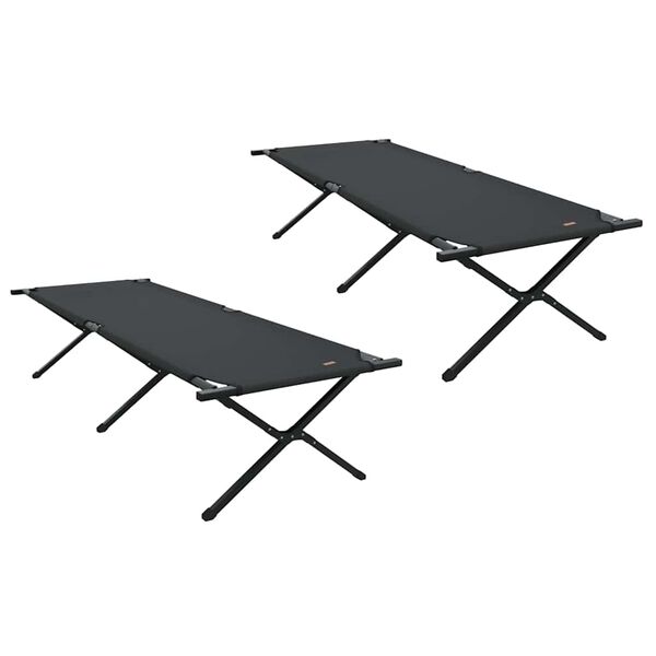 vidaXL Cama de Camping Dobr&aacute;vel Manual 2 pcs Preto 210 x 80 x 46 cm