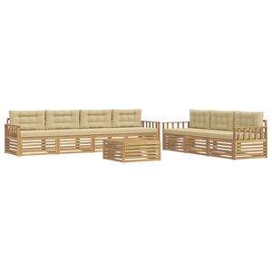 vidaXL Conjunto de Sof&aacute;s para Exterior 8 unid. Branco e Bege Poli&eacute;ster