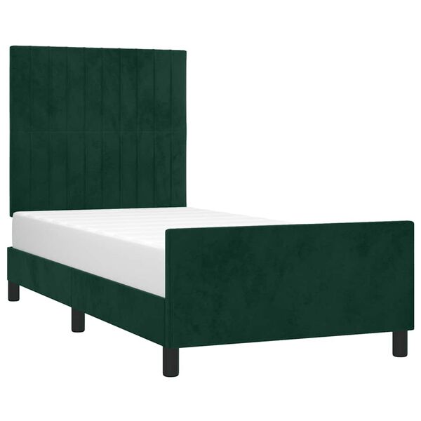 vidaXL Estrutura de cama sem colch&atilde;o 90x200 cm veludo verde-escuro