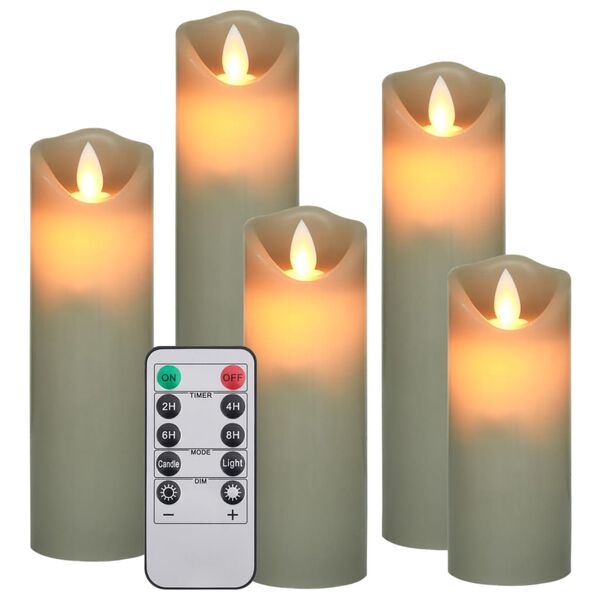 vidaXL 5 pcs conjunto de velas LED c/ controlo remoto branco quente
