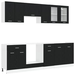 vidaXL Unidade de Cozinha Lyon 8 unid. Carvalho Preto