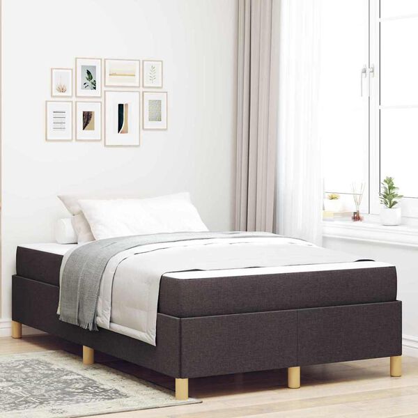 vidaXL Estrutura da Cama com colch&atilde;o Marrom Escuro 120 x 190 cm tecido