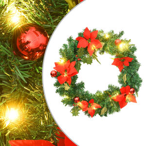 vidaXL Grinalda de Natal com luzes LED 60 cm PVC verde