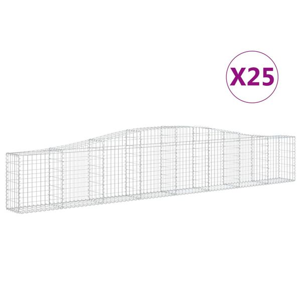 vidaXL Cestos gabi&atilde;o arqueados 25pcs 400x30x60/80 cm ferro galvanizado