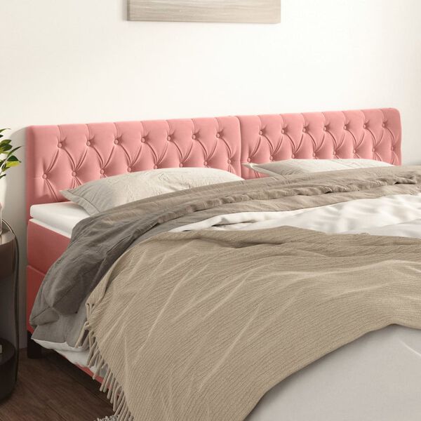 vidaXL Cabeceiras rosa 180x7x78/88 cm veludo