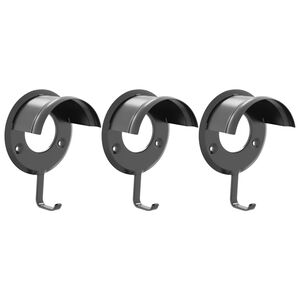 vidaXL Suporte para brida de parede 3 pcs ferro preto