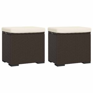 vidaXL Otomanas com almofad&otilde;es 2 pcs 40x30x40 cm vime PE castanho