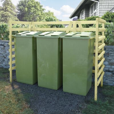 vidaXL Abrigo p/ 3 caixotes lixo 210x80x150 cm pinho impregnado verde